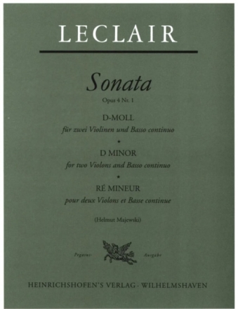 Sonate d-Moll op.4,1 f�r 2 Violinen und Klavier Partitur und Stimmen