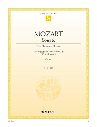 Sonate F-Dur KV 332 f�r Klavier