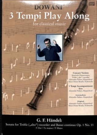 Sonate F-Dur op.1,11 (+CD) f�r Altblockfl�te und Bc.