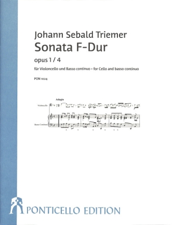Sonate F-Dur op.1,4 f�r Violoncello und Bc Partitur und Spielpartitur (Bc ausgesetzt)