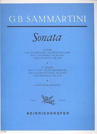 Sonate G-Dur f�r Fl�te (Altblockfl�te) und Klavier (Cembalo)