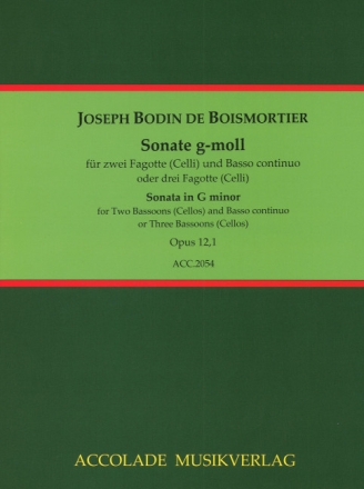 Sonate g-Moll op.12,1 f�r 2 Fagotte (Vc) und Basso continuo oder 3 Fagotte (VC) Partitur und Stimmen