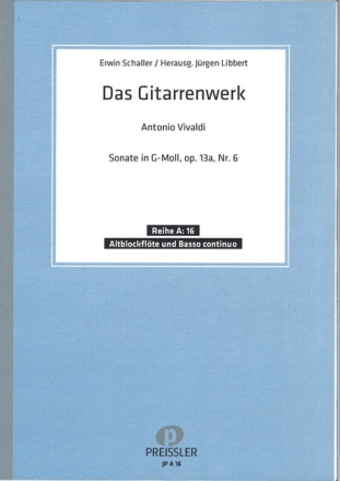 Sonate g-Moll op.13a,6 f�r Altblockfl�te (Fl�te, Oboe, Violine) und bc