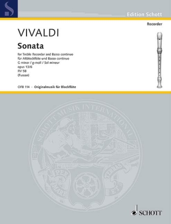 Sonate g-Moll op.13a,6 f�r Altblockfl�te und Klavier