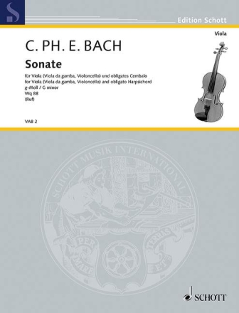 Sonate g-Moll Wq88 f�r Viola oder Viola da gamba (Violoncello) und obligates Cembalo