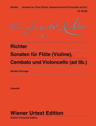 Sonaten f�r Fl�te, obligates Cembalo (Klavier) und Violoncello Partitur und Stimmen