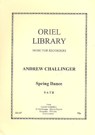 Spring Dance  for recorder quartet8SATB) score and parts