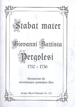 Stabat mater f�r Soli, gem Chor und ORCHESTER Chorpartitur