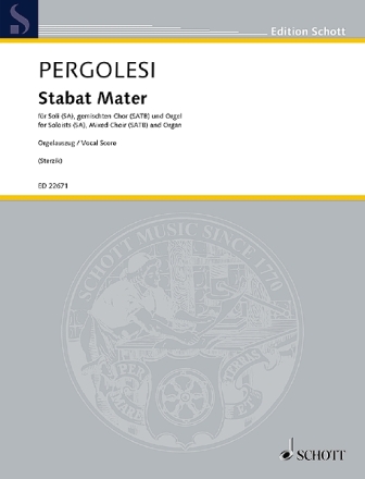 Stabat mater f�r Soli, gem Chor und Orgel Orgel-Partitur (= Chorpartitur)