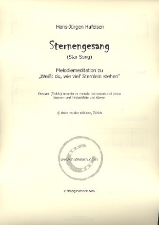 Sternengesang (Star Song) f�r Blockfl�te (oder anderes Melodieinstrument) und Klavier