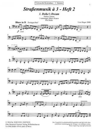 Stra�enmusik � 3 Band 2 f�r Streicher Violoncello/Kontrabass (3. Stimme)