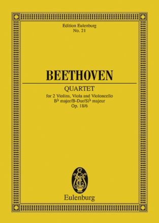 Streichquartett B-Dur op.18,6 f�r Streichquartett Studienpartitur