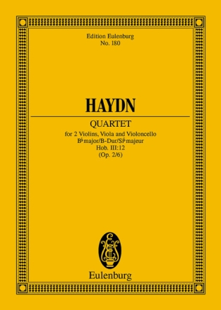 Streichquartett B-Dur op.2,6 Hob.III:12 f�r Streichquartett Studienpartitur
