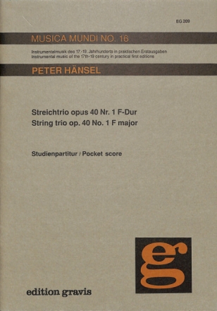 Streichtrio op. 40 Nr. 1 F-Dur f�r Violine, Viola und Violoncello Partitur und Stimmen