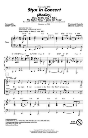 Styx in Concert (Medley) for mixed chorus and piano vocal score (en)
