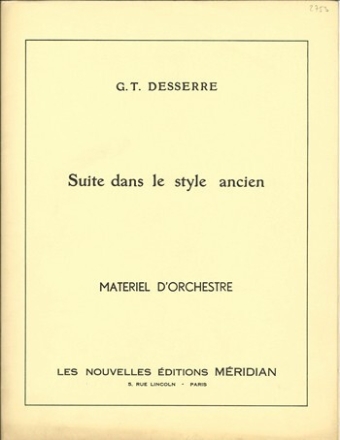Suite dans le style ancien pour flute, hautbois, clarinette, cor et basson partition miniature et partes