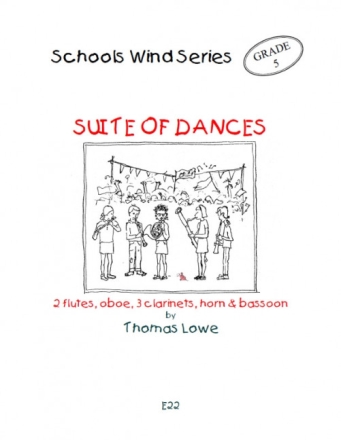 Suite of Dances for 2 flutes, oboe, 3 clarinets, horn and bassoon score and parts