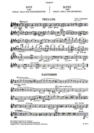 Suite op.19,1 for violin, viola and string orchestra violin 1