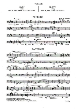 Suite op.19,1 for violin, viola and string orchestra Violoncello