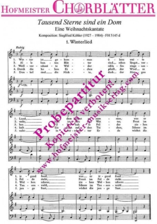 Tausend Sterne sind ein Dom op.8 f�r einstimmigen Chor und Instrumente Sopran (nur Gesang)