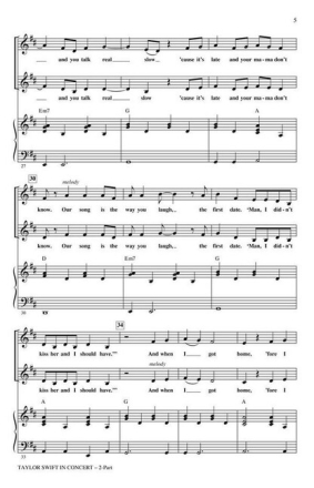 Taylor Swift in Concert for 2-part choir and piano choral score