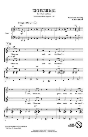 Teach me the Blues for 2-part chorus and piano score