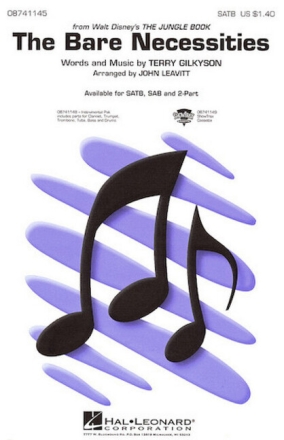 The Bare Necessities for mixed chorus (SAB) and piano score