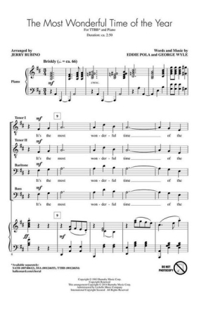 The most wonderful Time of the Year for male choir and piano choral score