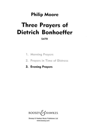 Three Prayers of Dietrich Bonhoeffer f�r gemischter Chor (SATB) a cappella Chorpartitur