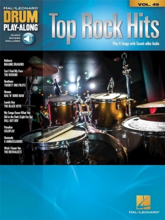 Top Rock Hits (+Online Audio) for drum set (with lyrics) drum playalong vol.47