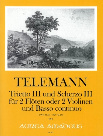 Trietto Nr.3 TWV42:d1  und  Scherzo Nr.3 TWV42:D3 f�r 2 Fl�ten (Violinen) und Bc Stimmen