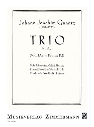 Trio F-Dur f�r Viola d'amore (Violine), Fl�te und Cembalo (Klavier) (Bc ad lib) Stimmen,  Reprint