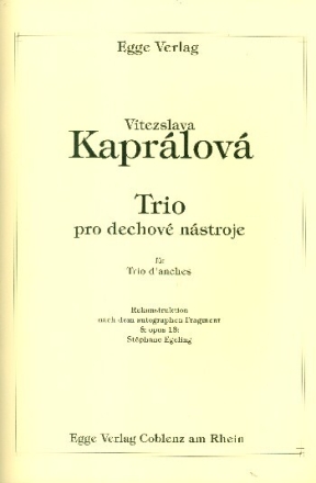 Trio f�r Trio d'anches f�r Oboe, Klarinette und Fagott Partitur und Stimmen
