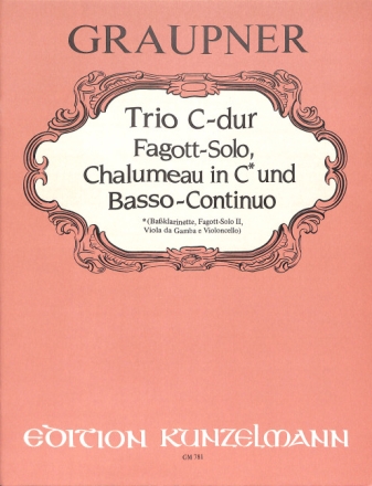 Trio in C-Dur f�r Fagott solo, Chalumeau in C und B.c. Partitur und Stimmen