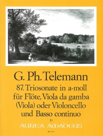 Triosonate a-Moll Nr.87 f�r Fl�te, Viola da gamba (Viola) oder Violoncello und Bc Partitur und Stimmen (Bc ausgesetzt)