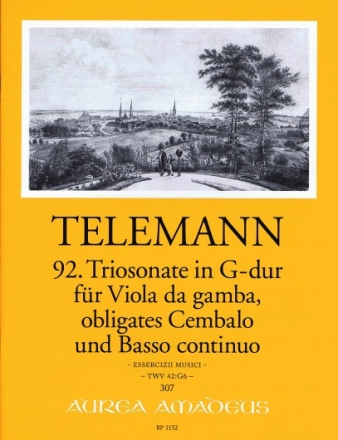 Triosonate G-Dur Nr.92 f�r Viola da gamba, Cembalo und Bc Partitur und Stimmen