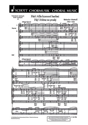 Tschechische Madrigale � ?esk� madrigaly H 278 f�r gemischten Chor (SSATTB) Chorpartitur