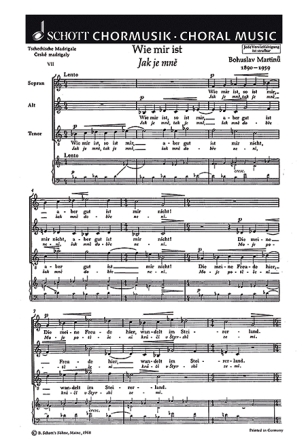 Tschechische Madrigale � ?esk� madrigaly H 278 f�r gemischten Chor (SAT) Chorpartitur