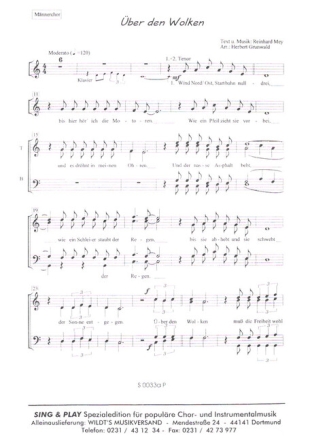 �ber den Wolken f�r 4stg. M�nnerchor und Klavier Chorpartitur