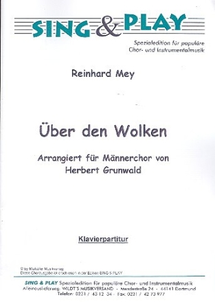 �ber den Wolken f�r M�nnerchor und Klavier Klavierpartitur