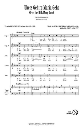 �bers Gebirg Maria Geht (Over the Hill Mary goes) for mixed choir (SSATB) a cappella choral score (en/dt)