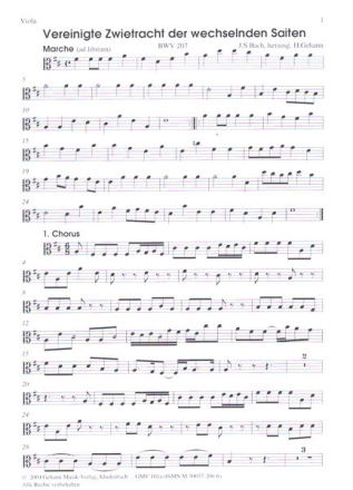 Vereinigte Zwietracht der wechselnden Saiten Kantate Nr.207 BWV207 Viola