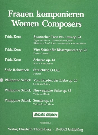 Vom Frieden der Liebe op.29 f�r Sopran und Klavier Partitur