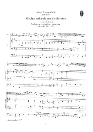 Wachet auf, ruft uns die Stimme BWV140/645 f�r Soloinstrument in C (B) und Orgel