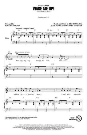 Wake me up! for 2-part choir and piano choral score
