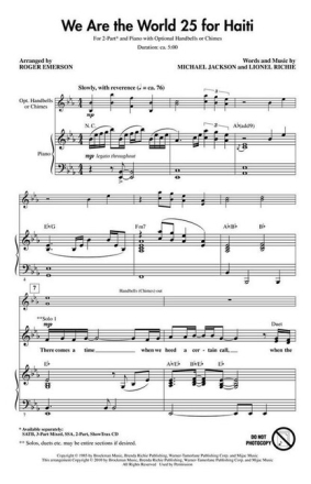 We are the World - 25 for Haiti for 2-part chorus and piano score
