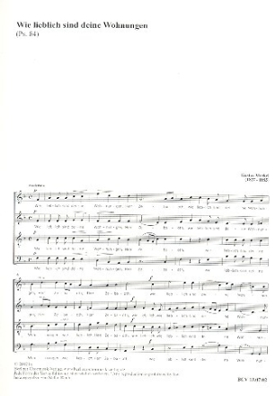WIE LIEBLICH SIND DEINE WOHNUNGEN f�r gem Chor a cappella Partitur