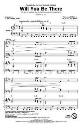 Will You Be There for mixed chorus and piano score