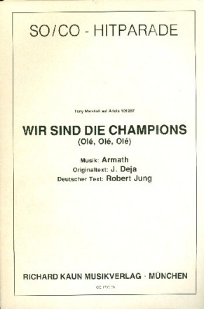 Wir sind die Champions: f�r Salon-Orchester