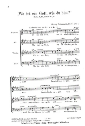 Wo ist ein Gott, wie du bist op.51,1 f�r gem Chor a cappella